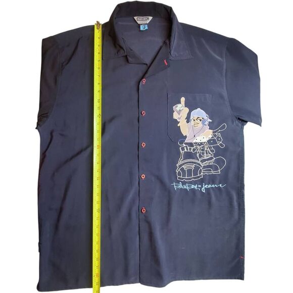 Blue Boy Jeans Embroidered Dice Hustler Black Button Up Short Sleeve Shirt 3XL - Picture 7 of 7